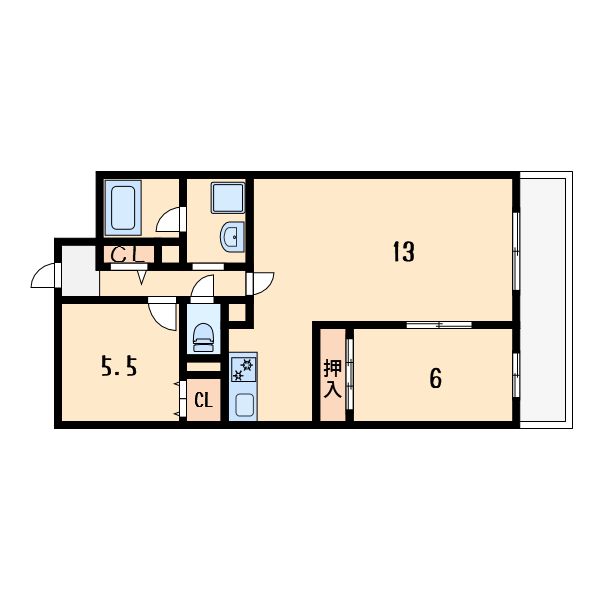 ラフィーネ香里園3階2LDK 間取の画像