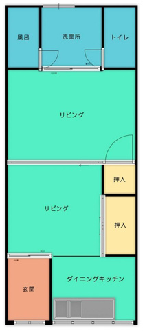 萩原文化1階2DK 間取の画像