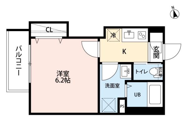 リュクスシティー黄金3階1K 間取の画像