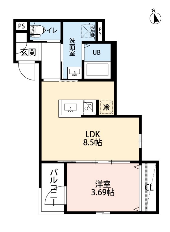 1LDKの間取り画像