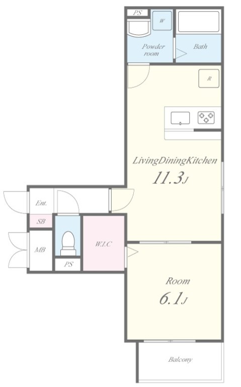 セイワパレス門真 1階1LDK 間取の画像