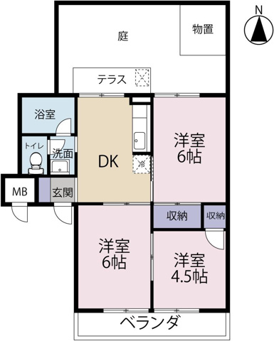 サンメゾン難波　1階3DK 間取の画像
