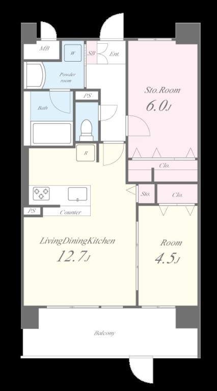 2LDKの間取り画像