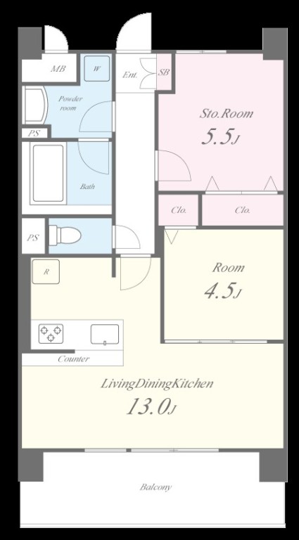 アトリエール堺寺地町6階2LDK 間取の画像