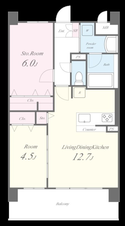 2LDKの間取り画像
