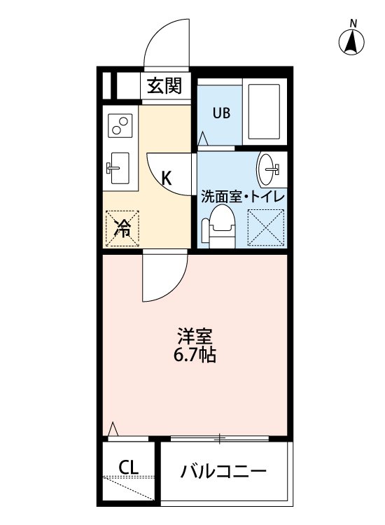 フィローネ高畑2階1K 間取の画像