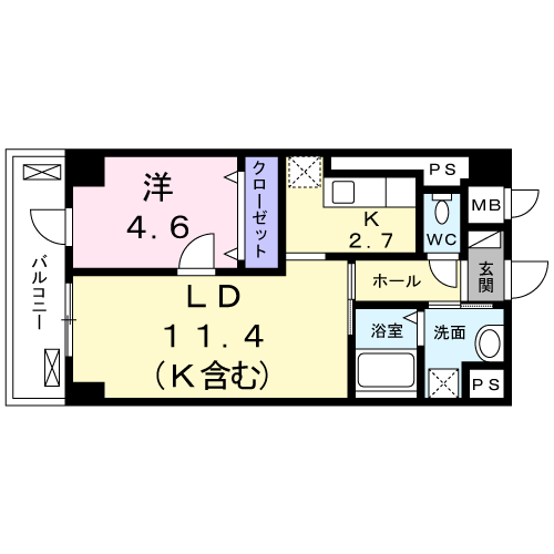 ウェスト宮ノ下6階1LDK 間取の画像