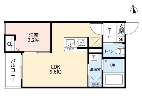 CRASTINE上飯田東町4丁目2階1LDK 間取の画像