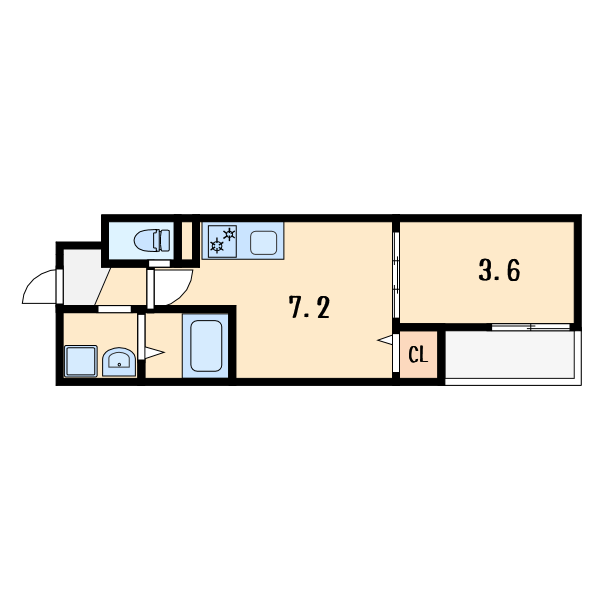 1DKの間取り画像