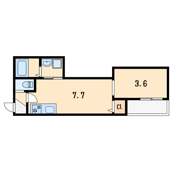 1DKの間取り画像