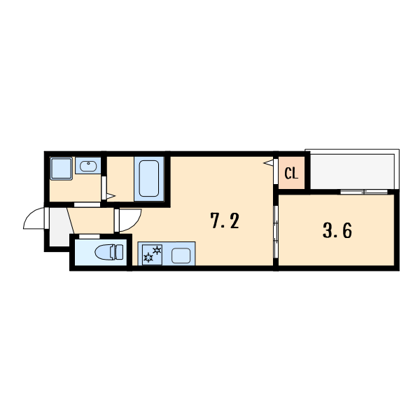 1DKの間取り画像