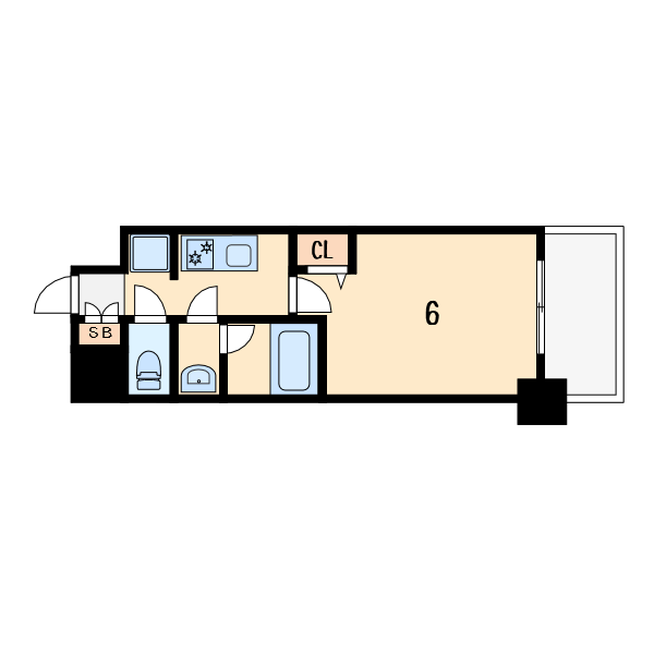 フォーリアライズ難波リアン08階1K 間取の画像