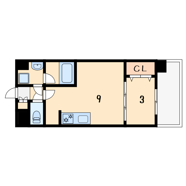 1LDKの間取り画像