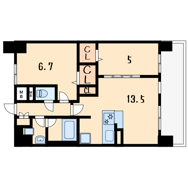 1LDKの間取り画像