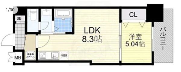 1LDKの間取り画像