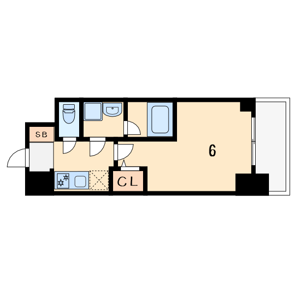 リヴェント難波ウエスト7階1K 間取の画像