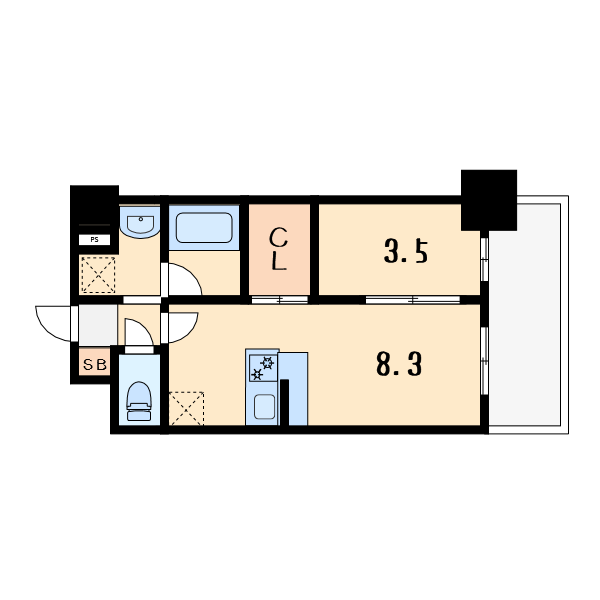 1LDKの間取り画像