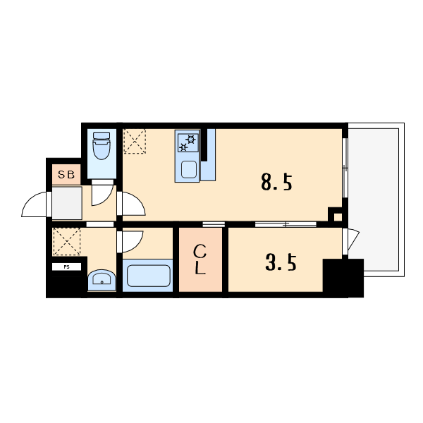 1LDKの間取り画像
