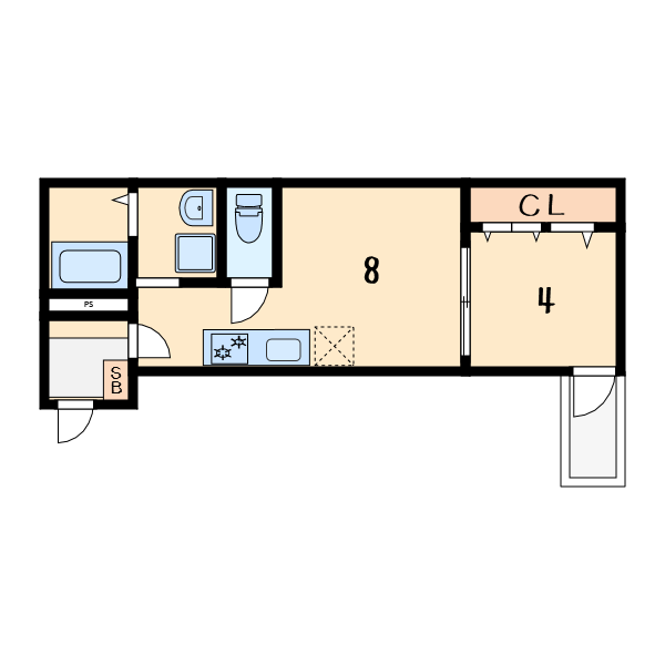 Muse ZioⅤ1階1LDK 間取の画像