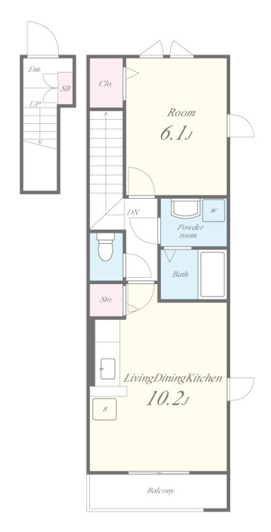 Bentornati2階1LDK 間取の画像