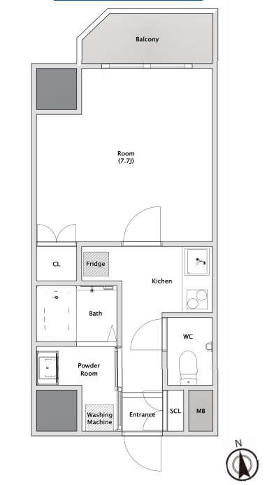 Siete布施駅前4階1K 間取の画像