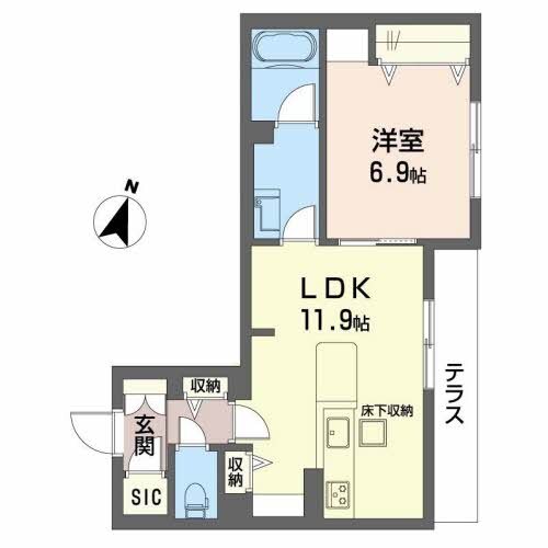 ＳｈａＭａｉｓｏｎ　ＲｏｓｅＧｒｏｖｅ1階1LDK 間取の画像