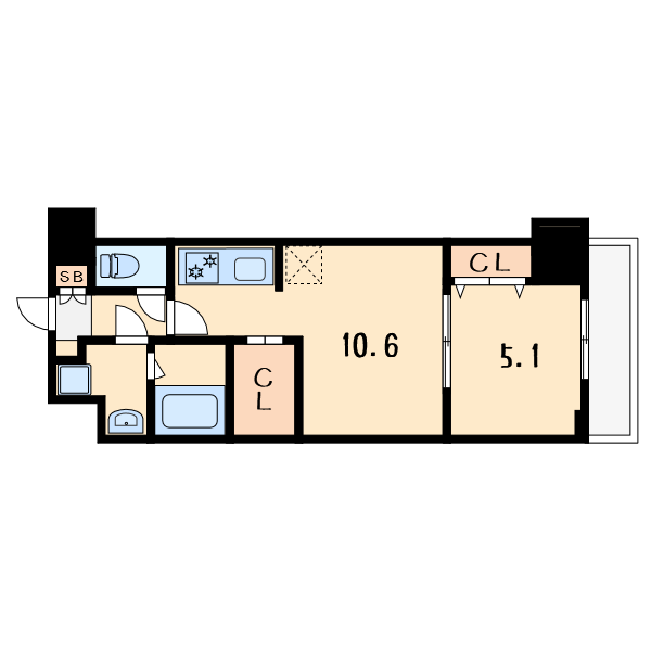 スプランディッド堀江15階1LDK 間取の画像