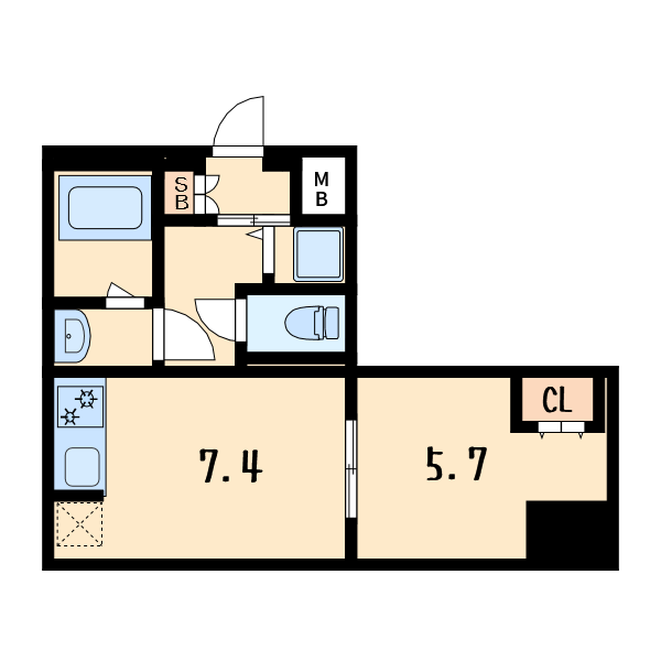 1DKの間取り画像