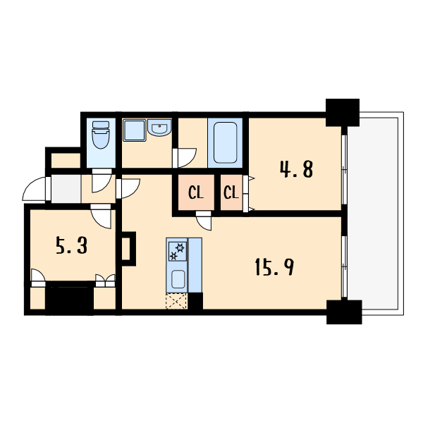 2LDKの間取り画像