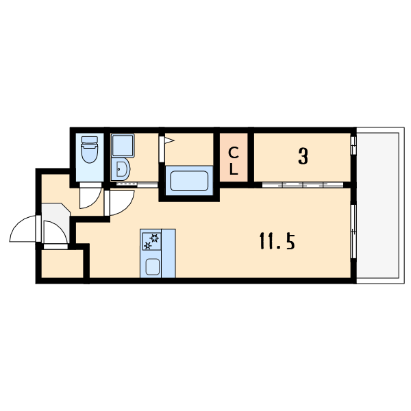 1LDKの間取り画像