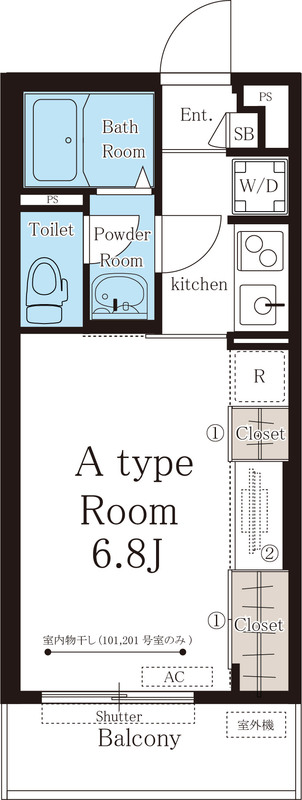 リブリ・ゼフィランサス1階1K 間取の画像