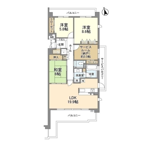 新千里桜ヶ丘メゾンシティ弐番館11階3LDK 間取の画像