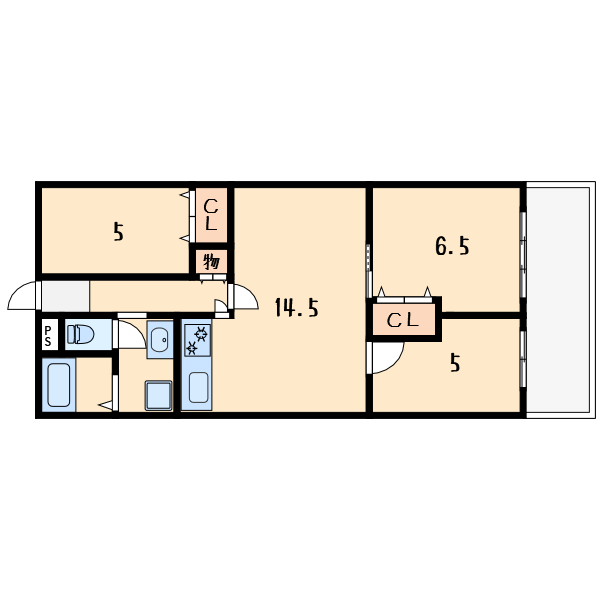 豊中緑丘パークマンション2階3LDK 間取の画像