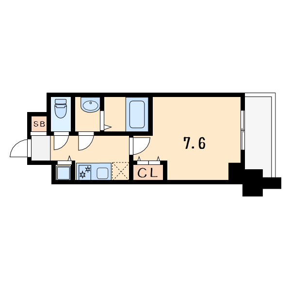 エスリード大阪城アクシス10階1K 間取の画像