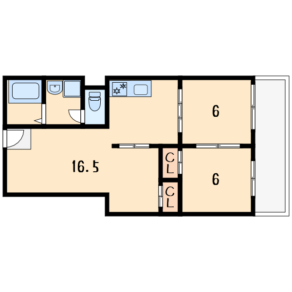 サンハイツ堺2階2LDK 間取の画像