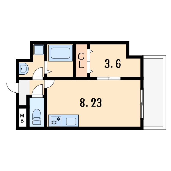 1LDKの間取り画像