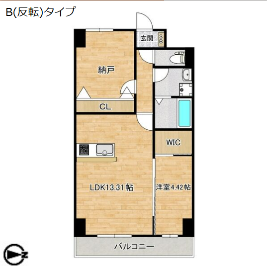 2LDKの間取り画像