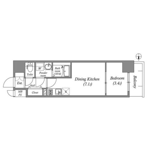 ArtizA金山5階1DK 間取の画像