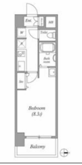 クレストコート難波サウス2階1K 間取の画像