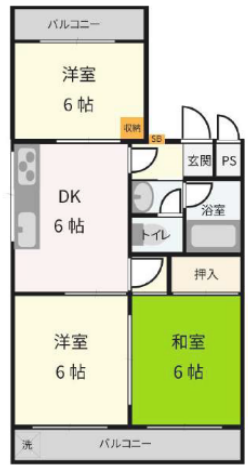 エミネント豊中3階3DK 間取の画像