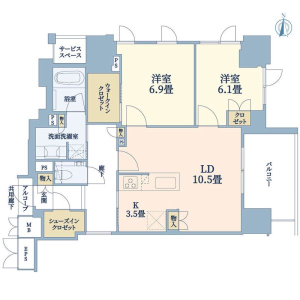 2LDKの間取り画像