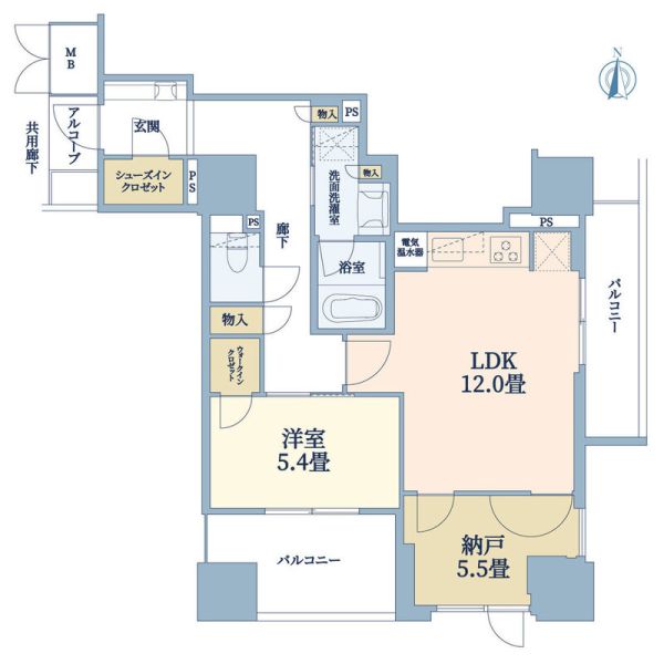 ジオタワー堺筋本町6階1LDK 間取の画像