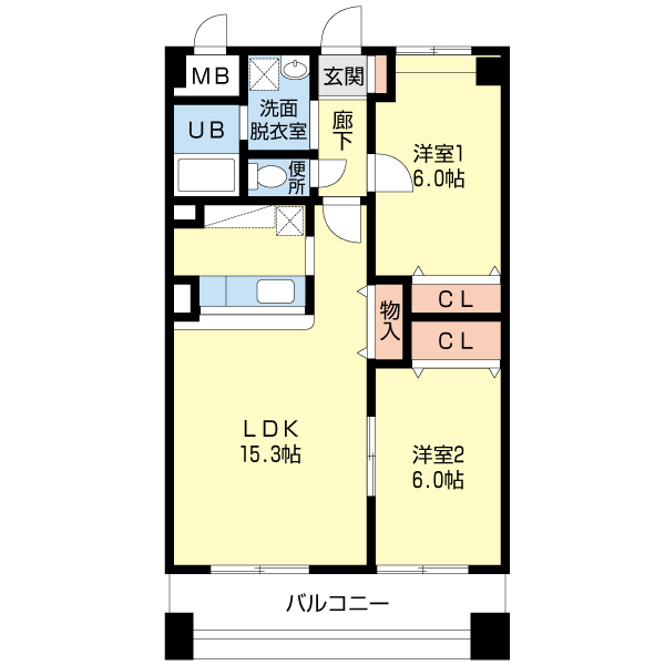グランリーオ2階2LDK 間取の画像