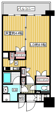 レジデンスエアポート12階1LDK 間取の画像
