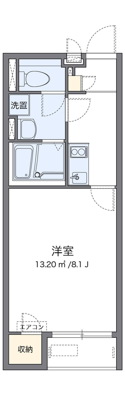 レオネクスト宝2階1K 間取の画像