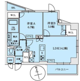 LEGALAND+ABENO SANMEICHO3階2LDK 間取の画像