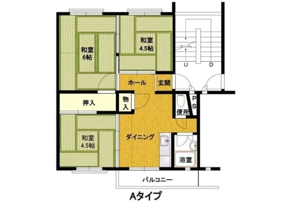 伊丹池尻 1号棟5階3DK 間取の画像