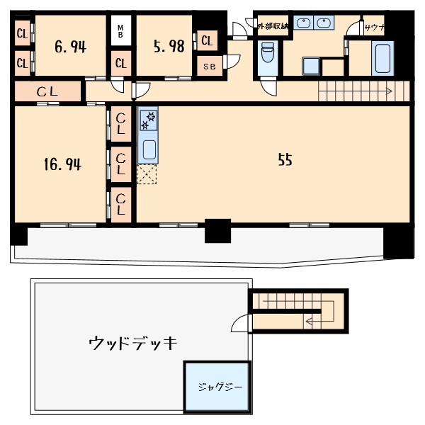 プレジオ北浜15階3LDK 間取の画像