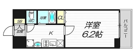 エステムコート新大阪Ⅵエキスプレイス6階1K 間取の画像