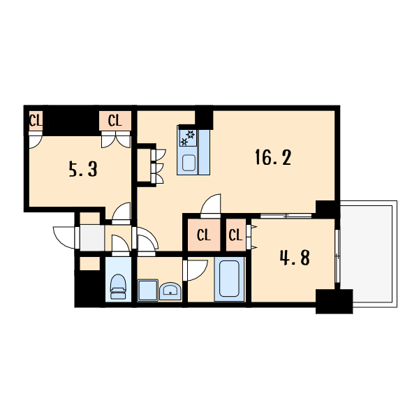 2LDKの間取り画像